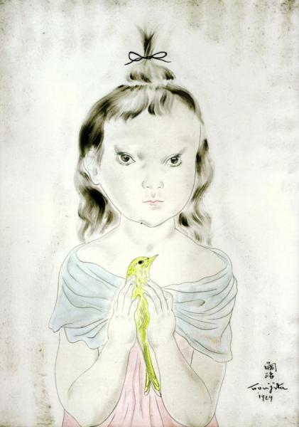 Girl With A Bird by Tsuguharu Foujita