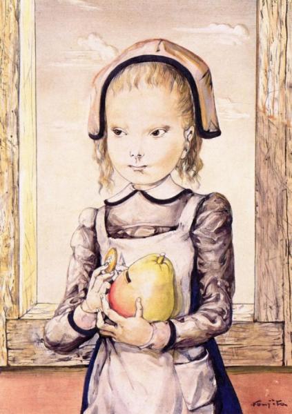 Girl With Pear by Tsuguharu Foujita