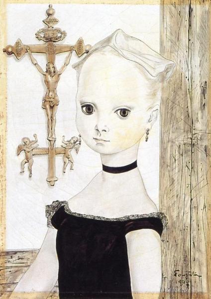 Little Girl With Cross by Tsuguharu Foujita Oil Painting Reproductions