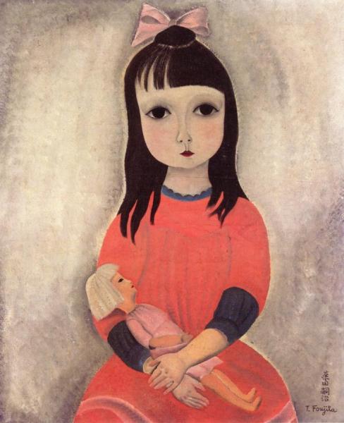 Little Girl With Doll by Tsuguharu Foujita