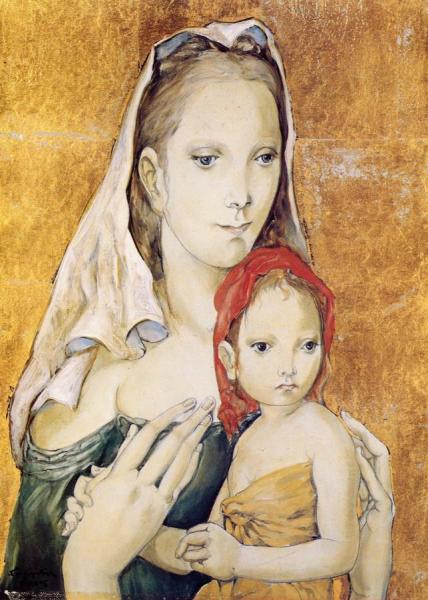Mother And Child by Tsuguharu Foujita Oil Painting Reproductions