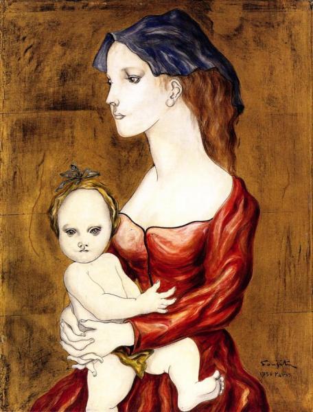 Mother And Child by Tsuguharu Foujita Oil Painting Reproductions