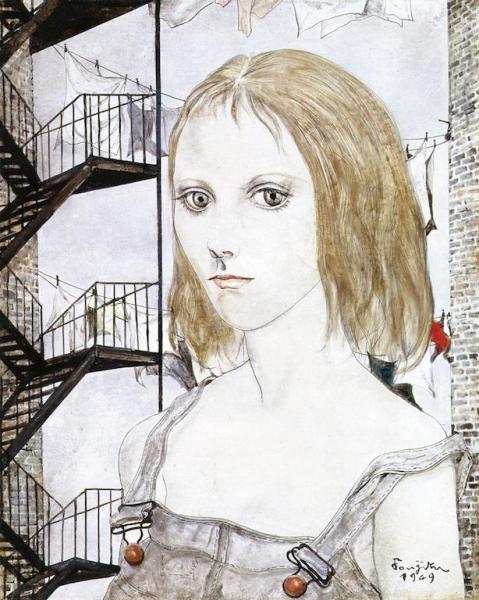 Portrait Of A Girl by Tsuguharu Foujita Oil Painting Reproductions