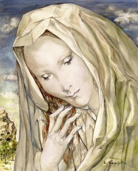 Portrait Of A Woman by Tsuguharu Foujita Oil Painting Reproductions