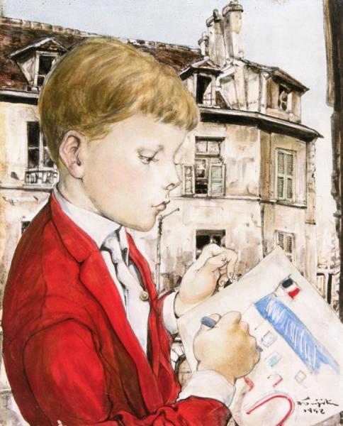 Portrait Of Gilbert Pétridès by Tsuguharu Foujita