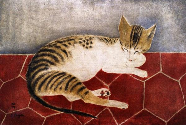 Reclining Cat by Tsuguharu Foujita