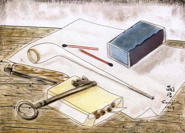 Still Life With Box Of Matches by Tsuguharu Foujita