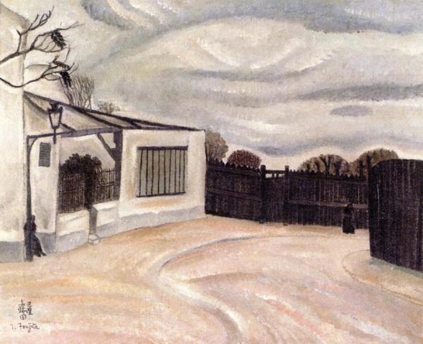 Street In Paris Suburb by Tsuguharu Foujita