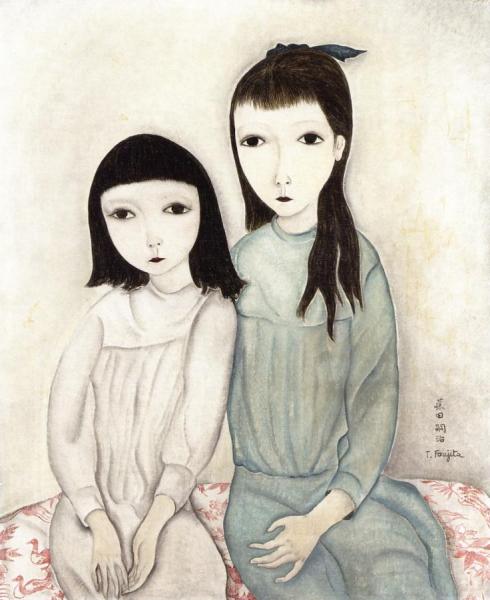 Two Little Friends by Tsuguharu Foujita
