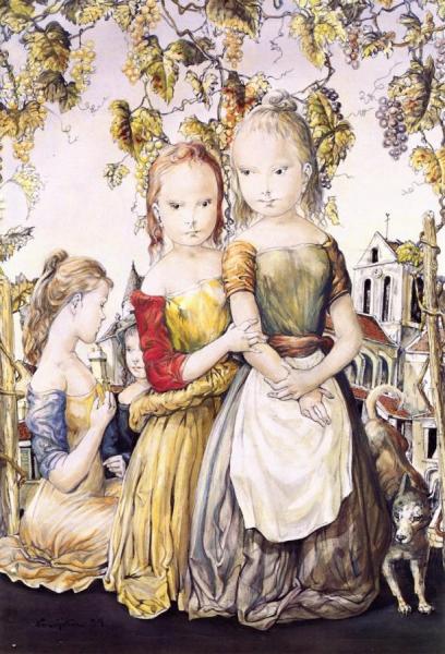 Two Sisters by Tsuguharu Foujita