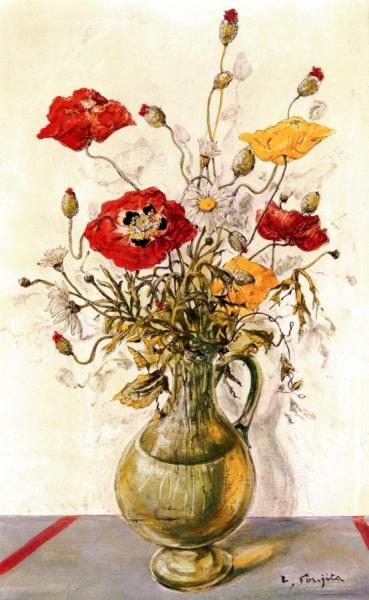 Vase Of Flowers by Tsuguharu Foujita