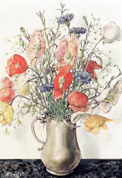Vase Of Poppies by Tsuguharu Foujita