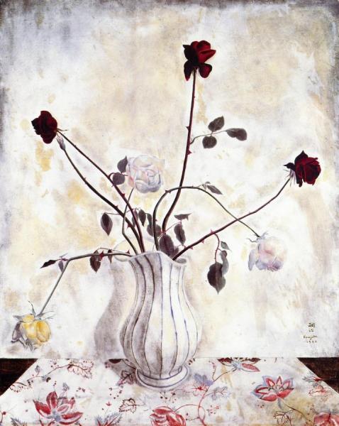 Vase Of Roses by Tsuguharu Foujita