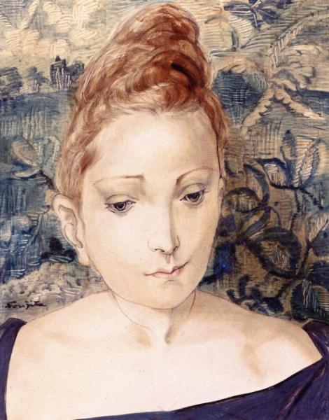 Woman With A Tapestry by Tsuguharu Foujita