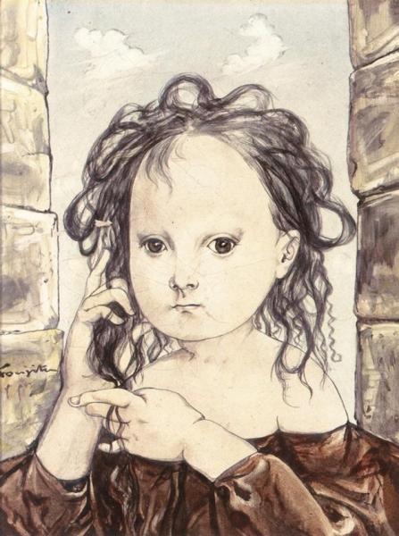 Young Girl In A Brown Skirt by Tsuguharu Foujita