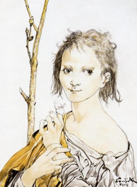 Young Girl With A Bandaged Finger by Tsuguharu Foujita