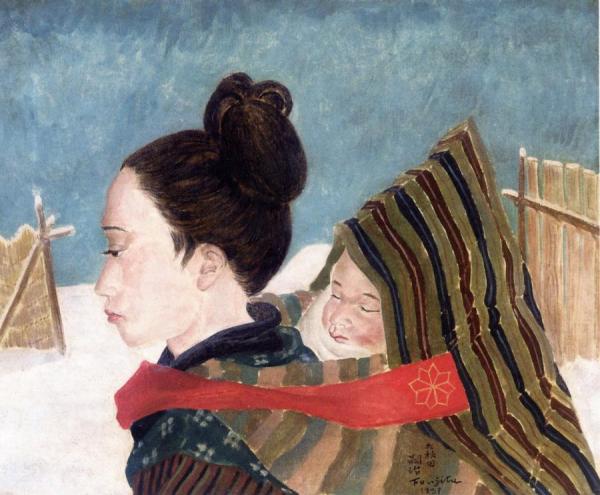 Young Woman From Akita And Her Child by Tsuguharu Foujita