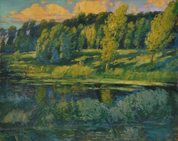 A Pond Brabčák Near Town Čáslav by Václav Radimský Oil Painting Reproductions