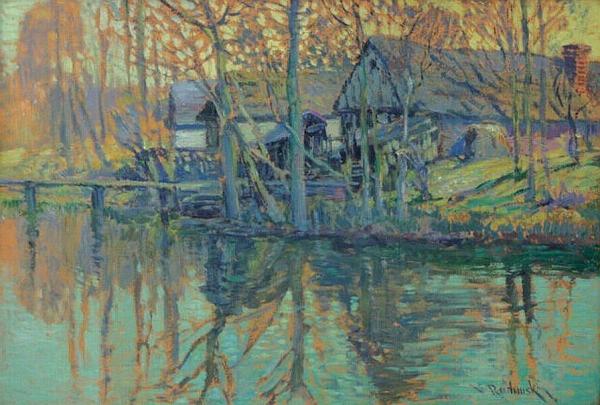 Old Houses By A River by Václav Radimský Oil Painting Reproductions