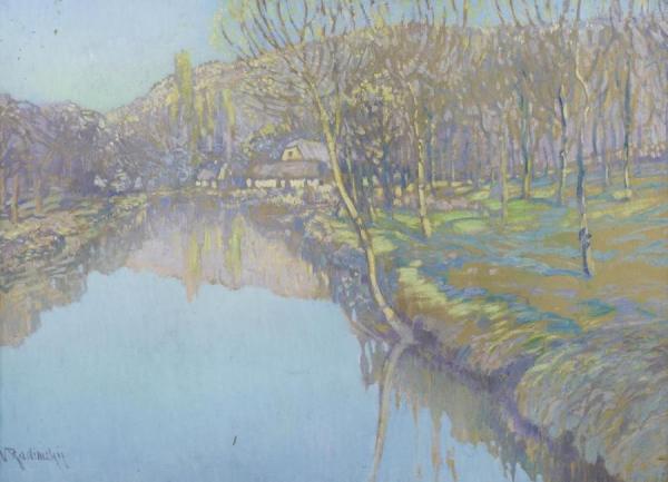River Landscape With Cottages by Václav Radimský
