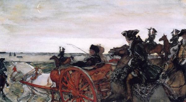 Catherine Ii Setting Out To Hunt With Falcons by Valentin Serov