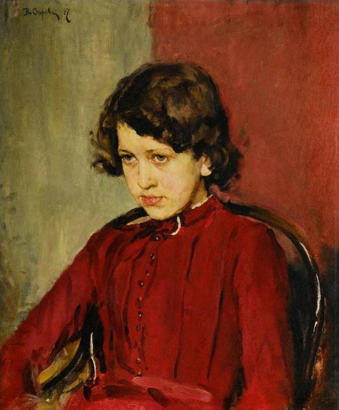Portrait Of Praskovia Mamontova by Valentin Serov