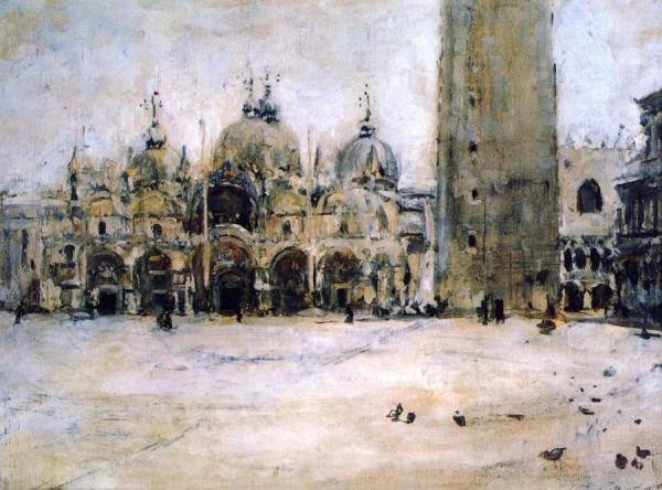 St. Mark's Square In Venice (study) by Valentin Serov