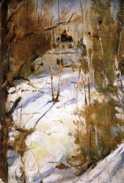 Winter In Abramtsevo, The Church (study) by Valentin Serov