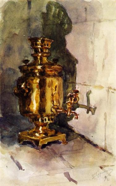 Samovar by Vasili Ivanovich Surikov Oil Painting Reproductions