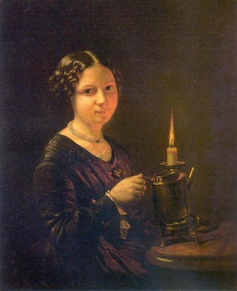 Girl With A Candle by Vasily Tropinin