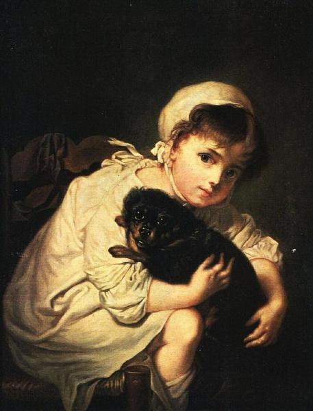 Girl With Dog by Vasily Tropinin