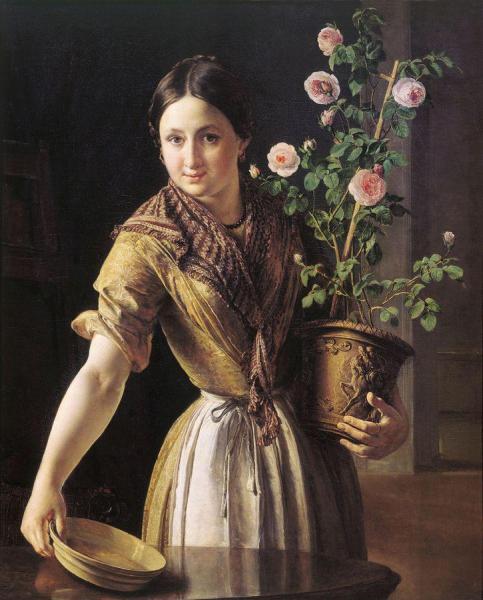 Girl With Roses by Vasily Tropinin