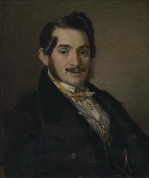 Portrait Of An Unknown Man In A Black Coat by Vasily Tropinin