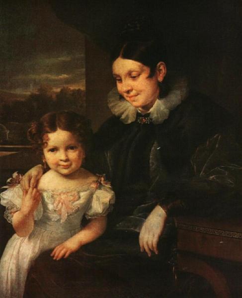 Portrait Of V. I. Yershova With Her Daughter by Vasily Tropinin
