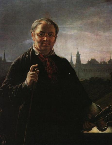 Self-portrait With Brushes And A Palette Against A Window Facing The Kremlin by Vasily Tropinin