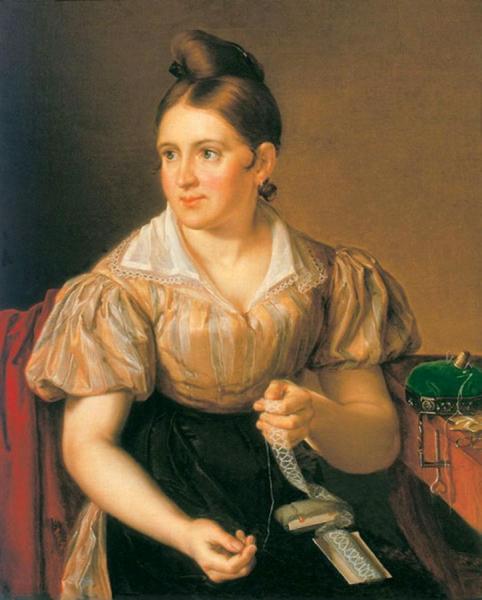 Woman Sewing by Vasily Tropinin