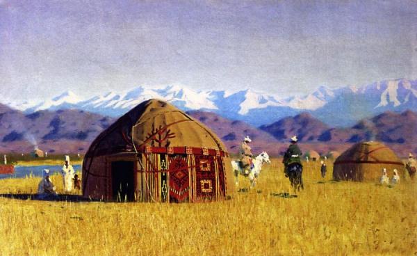 Kirghiz Nomad Tents On The River Chu by Vasily Vasilevich Vereshchagin