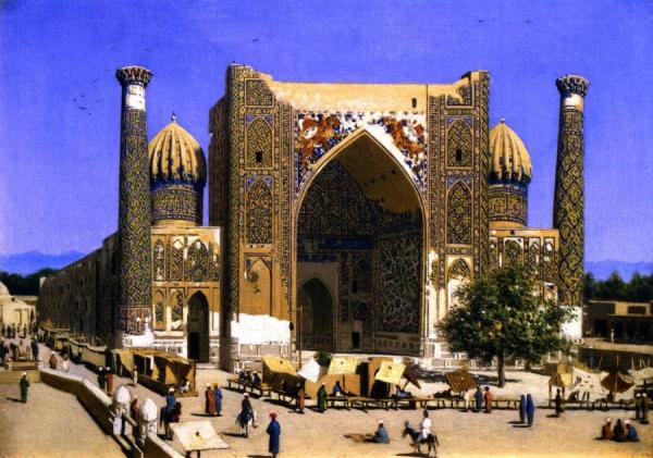 Sher-dor Madrassah On The Registan Square In Samarkand by Vasily Vasilevich Vereshchagin Oil Painting Reproductions