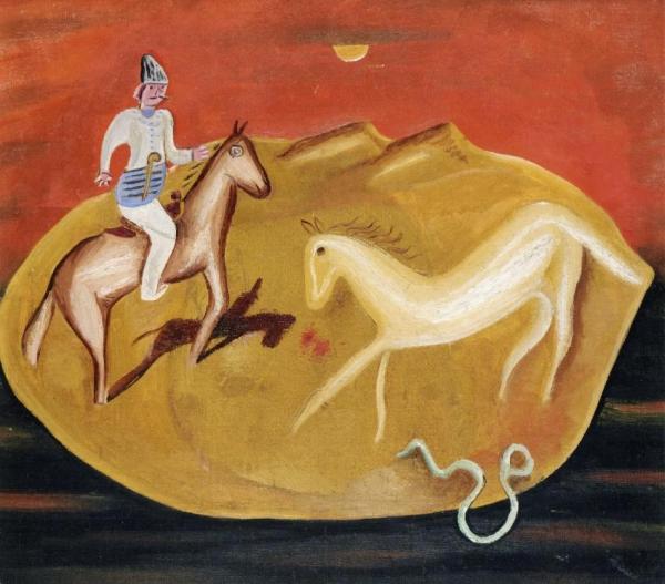Horseman, White Horse And Serpent by Victor Brauner