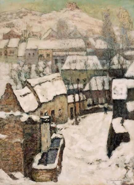 Chateau At Murols In Winter by Victor Charreton