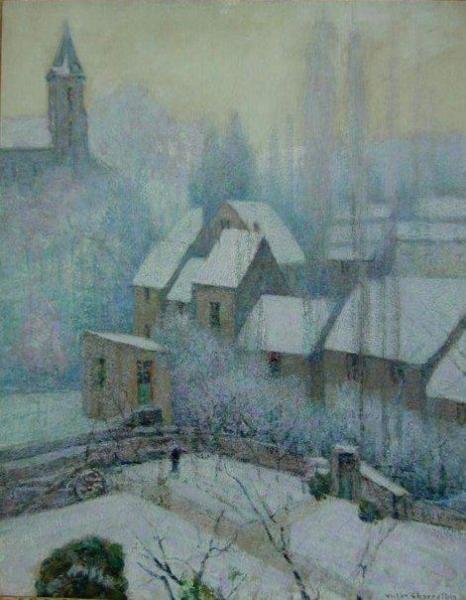 Les Toits De Murol Sous La Neige, Matin De Givre by Victor Charreton