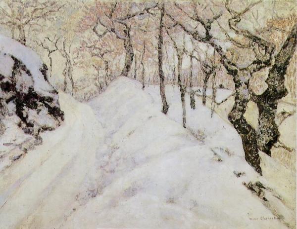 Paysage D'hiver Sous La Neige by Victor Charreton