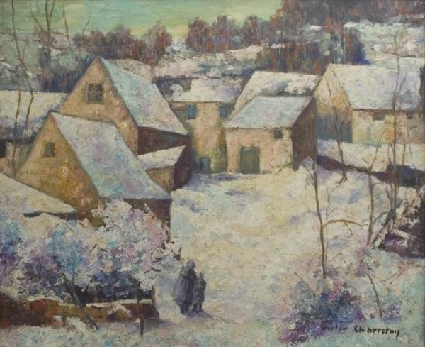 Village Snow Scene by Victor Charreton