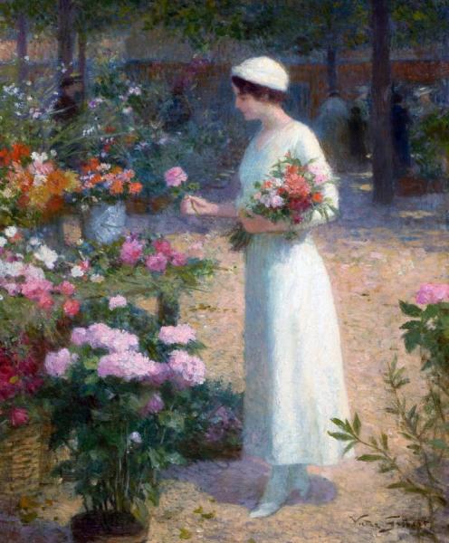 At The Flower Market by Victor Gabriel Gilbert Oil Painting Reproductions