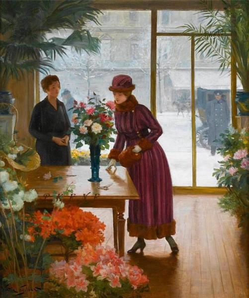 Buying Flowers by Victor Gabriel Gilbert