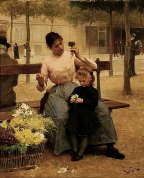 Flower Seller With Child by Victor Gabriel Gilbert