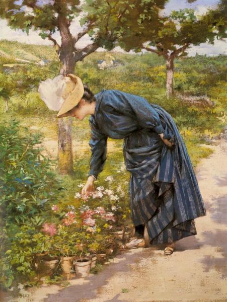 Lady In A Garden by Victor Gabriel Gilbert