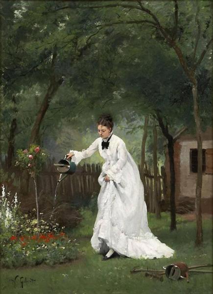Madame Gilbert In The Garden by Victor Gabriel Gilbert