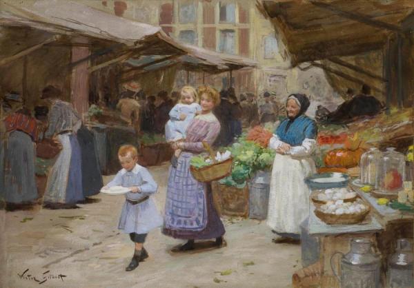 Market Scene by Victor Gabriel Gilbert