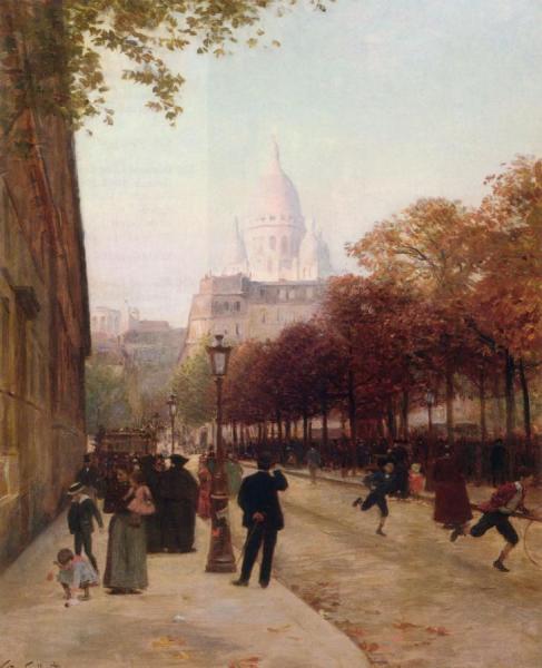 Place D'anvers Et Le Sacre Coeur, Paris by Victor Gabriel Gilbert